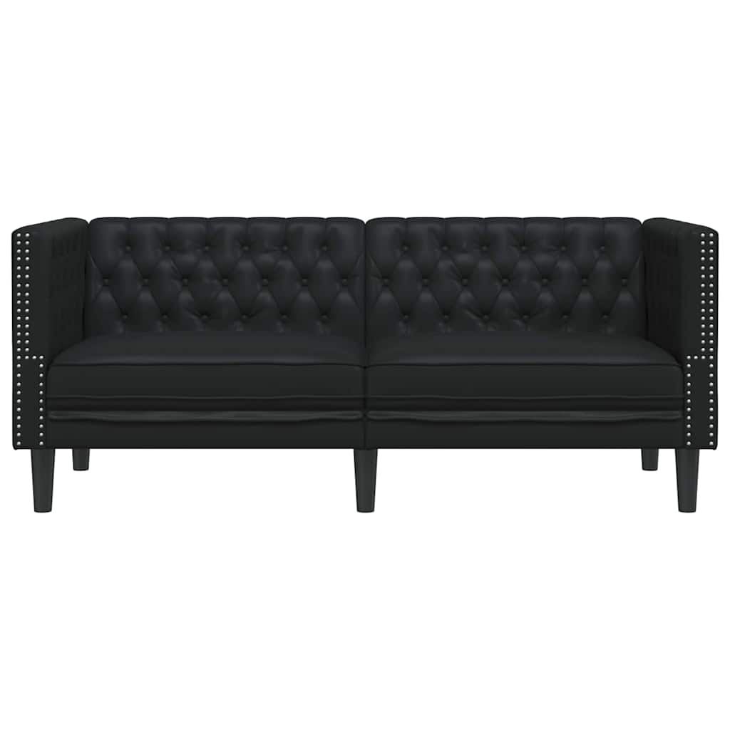 Chesterfield Sofa Black 174 x 74.5 x 70.5 cm Faux leather
